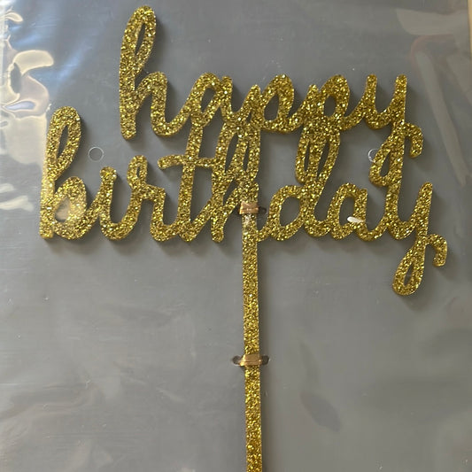 Gold Glitter Happy Birthday topper